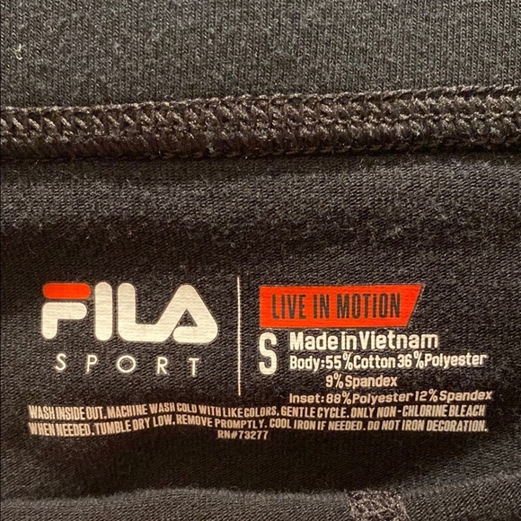 Fila Black Capri Leggings Size Small | Rainbow Stripe | Mid-Rise Athletic - Picture 2 of 6
